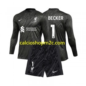 Liverpool Alisson Becker 1 Portiere Bambino Maglia Prima 2024/2025 Manica Lunga